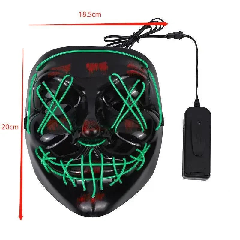 Halloween Party LED Illuminated Black V Shape Mask Haunted House Bar Party Cos Light up Mask Halloween Party Scary Mask Decor