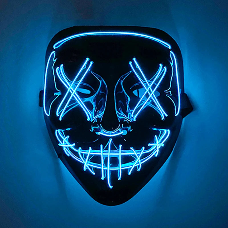 Wireless Scary Glowing Mask LED Luminous Purge Mask Halloween Horror Neon Light up Cosplay Party Mask Fstival Costume Supplies