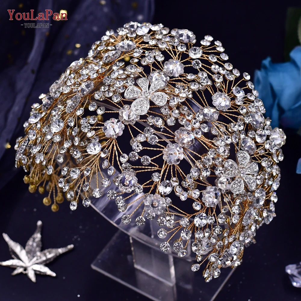 HP240 Luxury Bridal Crown Wedding Hair Accessories Bridal Tiara and Headdress Rhinestone Headband for Women Headpiece