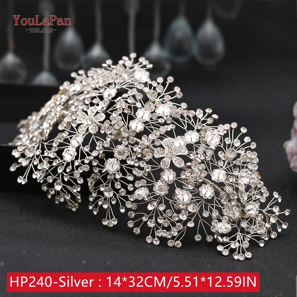 HP240 Luxury Bridal Crown Wedding Hair Accessories Bridal Tiara and Headdress Rhinestone Headband for Women Headpiece