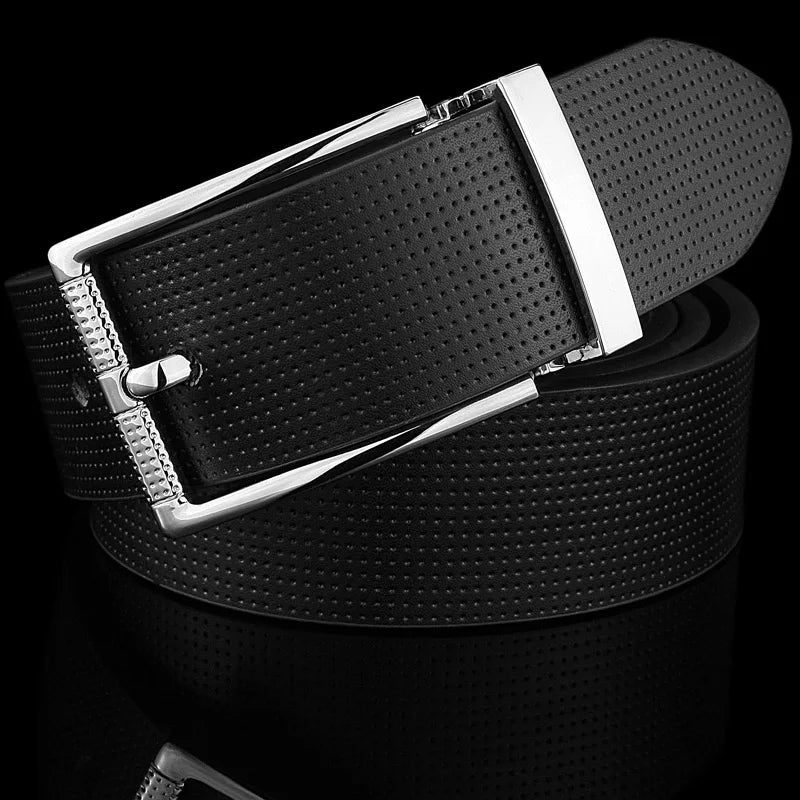 High Quality Pin Bucle White Genuine Leather Waistband Casual Ceinture Homme Fashion Men Belts Classic Designer Waist Strap