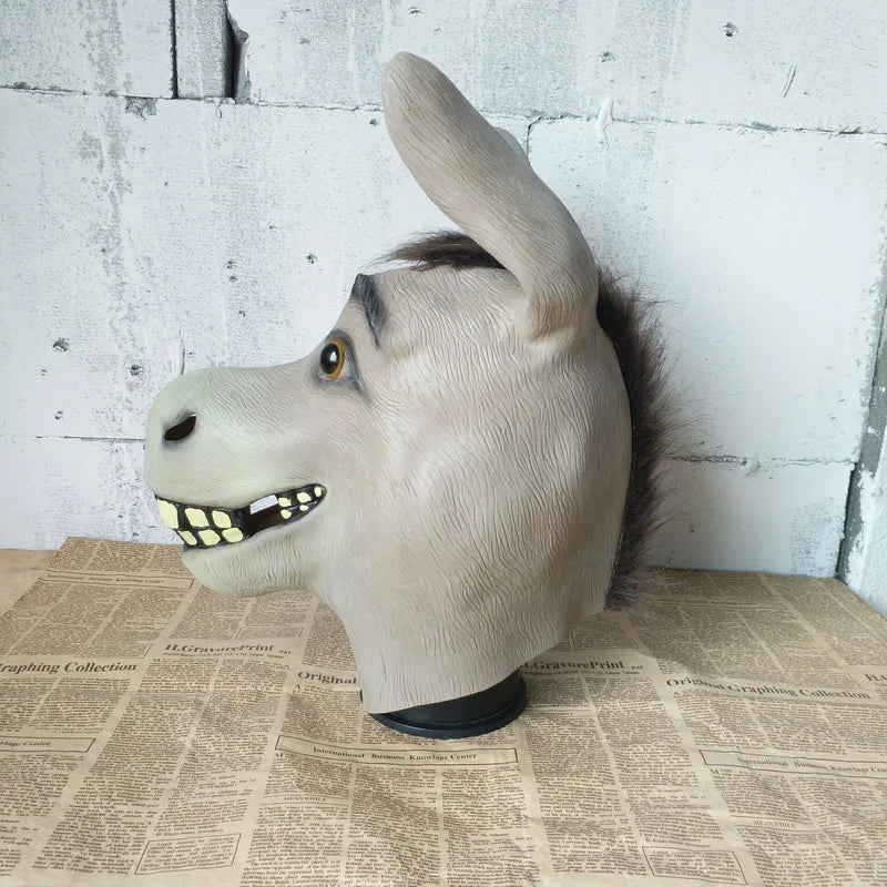 Donkey Mask Loquacious Donkey Dance Mask Halloween Horror Play Funny Horsehead Drama Performance Animal Hood