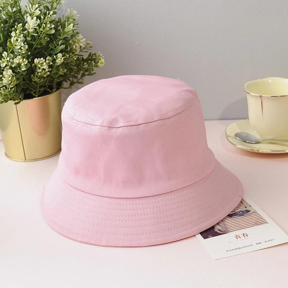 New Unisex Cotton Bucket Hat Women Summer Sunscreen Panama Men Pure Color Sunbonnet Fedoras Outdoor Fisherman Beach Cap