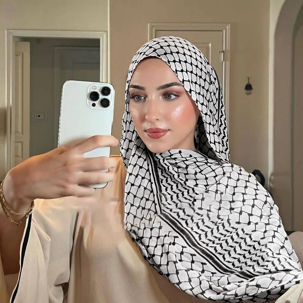 Hot Online Shopping Print Keffiyeh Scarf Long Chiffon Printed Palestine Keffiyeh Scarf Hijab Muslim Women'S Shawl 185*70Cm