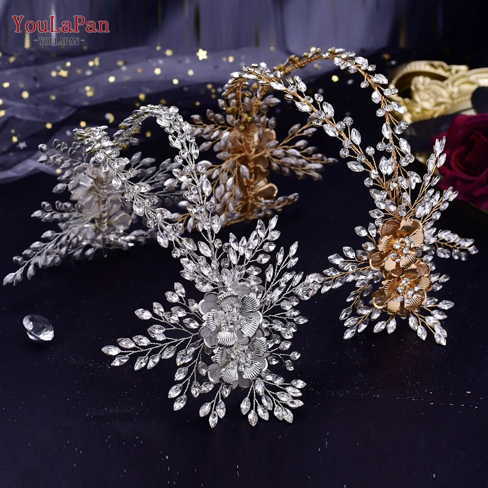 HP240 Luxury Bridal Crown Wedding Hair Accessories Bridal Tiara and Headdress Rhinestone Headband for Women Headpiece