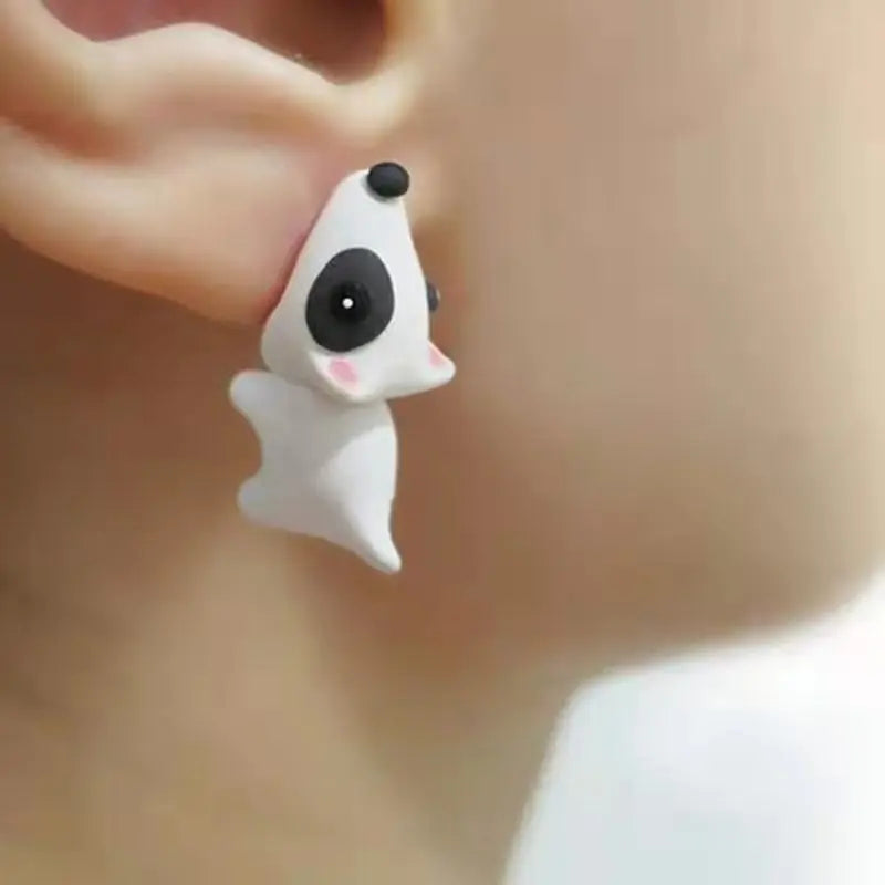 2Pcs/1Pair Animal Cartoon Stud Earring for Women Cute Dinosaur Little Dog Whale Clay Bite Ear Jewelry Funny Gifts Fashion