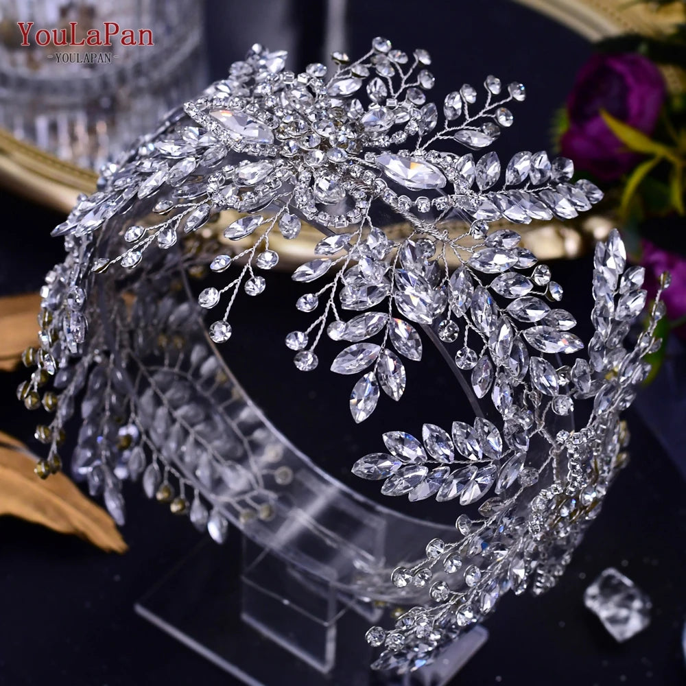 HP240 Luxury Bridal Crown Wedding Hair Accessories Bridal Tiara and Headdress Rhinestone Headband for Women Headpiece