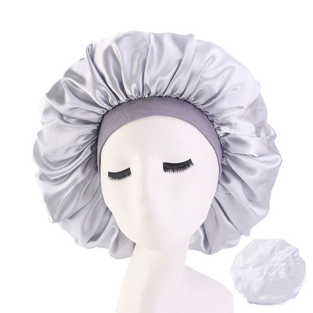 US Extra Large Long Hair Care Satin Bonnet Cap Night Sleep Hat Head Wrap Cover