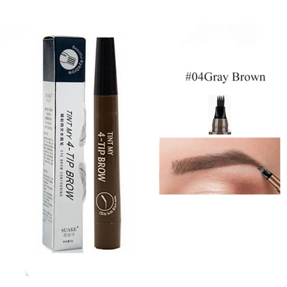 4 Fork Makeup Eyebrow Pen Waterproof 4D Brown Eyebrow Tint Tattoo Cosmetic Long Lasting Natural Make up Eye Brow Pencil