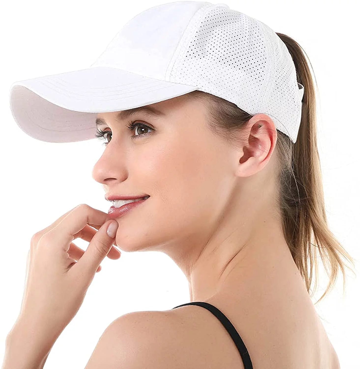 Women Female Criss Cross Ponytail Baseball Cap Adjustable High Messy Bun Ponycap Trucker Hats Quick Drying Mesh Dad Hat for Outdoor Sports Travel Wine Red