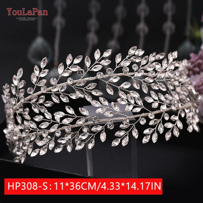 HP240 Luxury Bridal Crown Wedding Hair Accessories Bridal Tiara and Headdress Rhinestone Headband for Women Headpiece