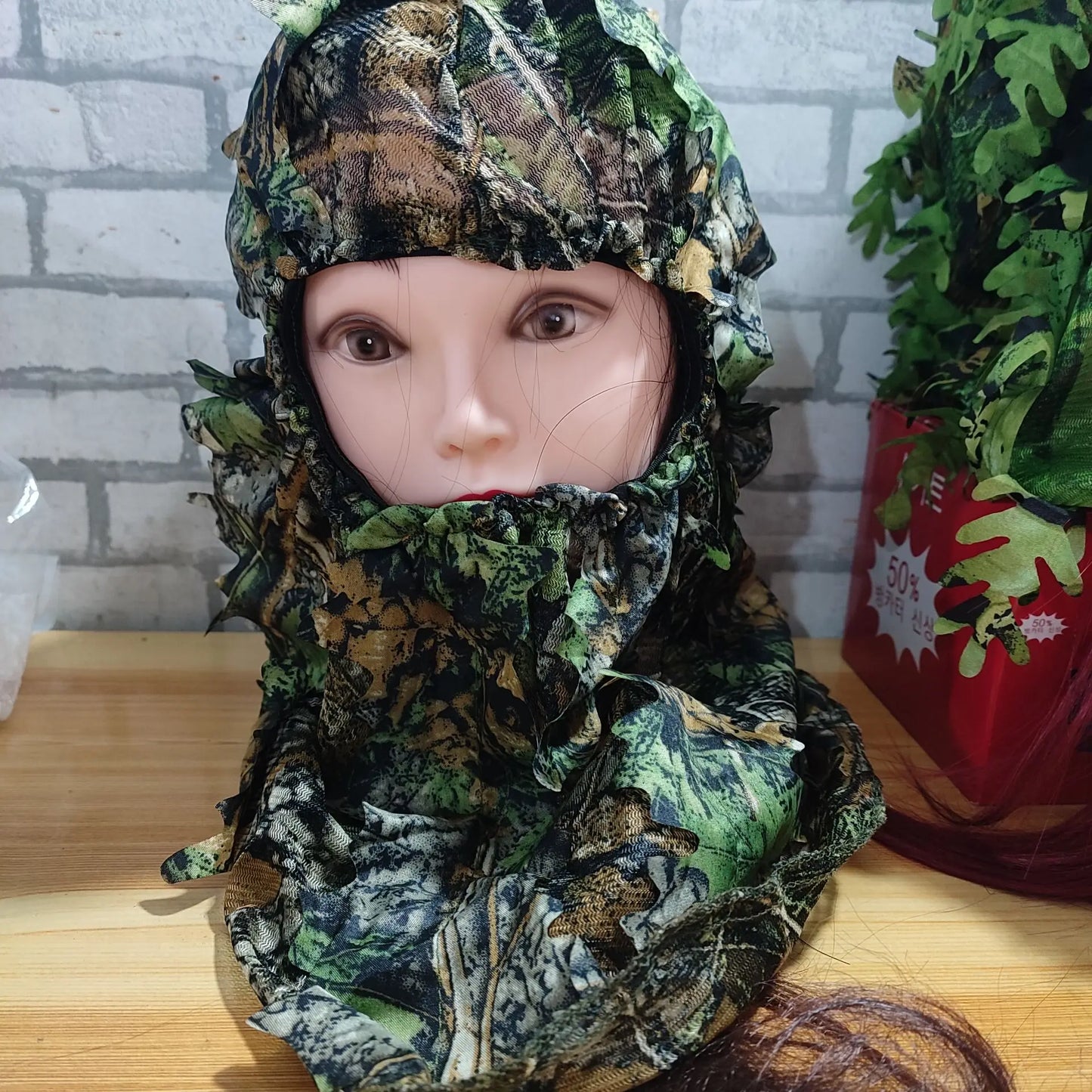 3D Leaf Mask Cap Integrated Camouflage Headgear Mask Ghillie Face Mask Hood Ghillie Camouflage Full Cover Headwear Hunting Parts