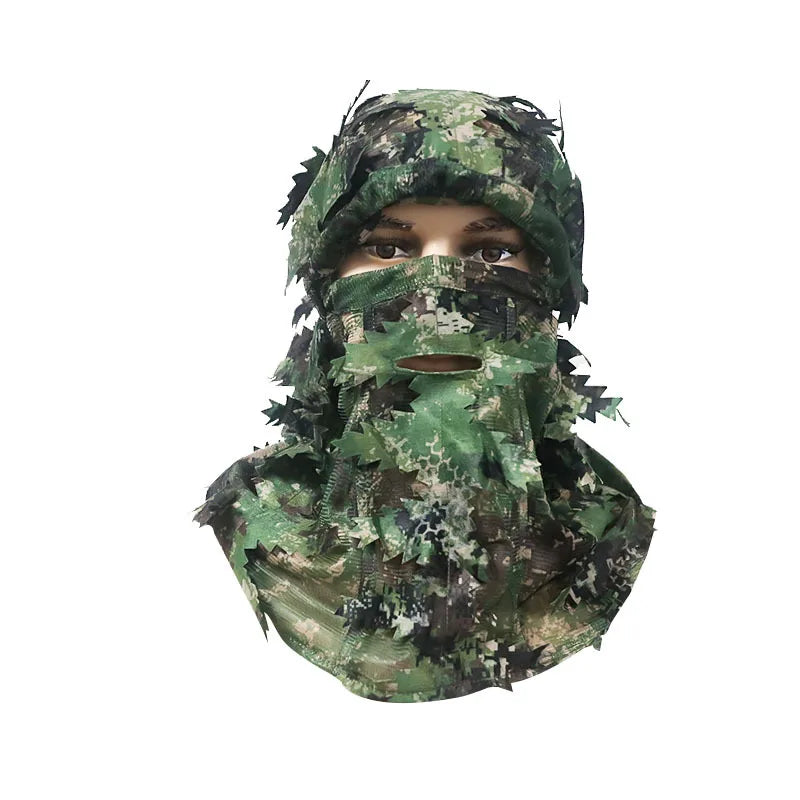 3D Leaf Mask Cap Integrated Camouflage Headgear Mask Ghillie Face Mask Hood Ghillie Camouflage Full Cover Headwear Hunting Parts