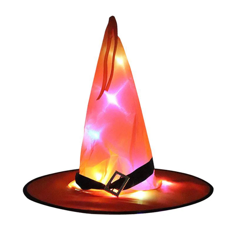 Halloween LED Luminous Witch Hat Glowing Witches Hat for Halloween Party Outdoor Decor Glow in Dark Halloween Props