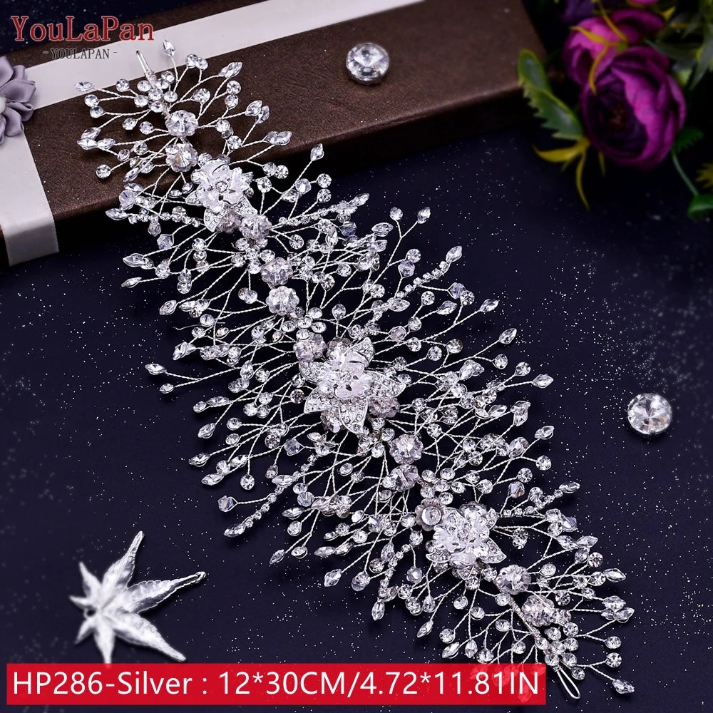 HP240 Luxury Bridal Crown Wedding Hair Accessories Bridal Tiara and Headdress Rhinestone Headband for Women Headpiece