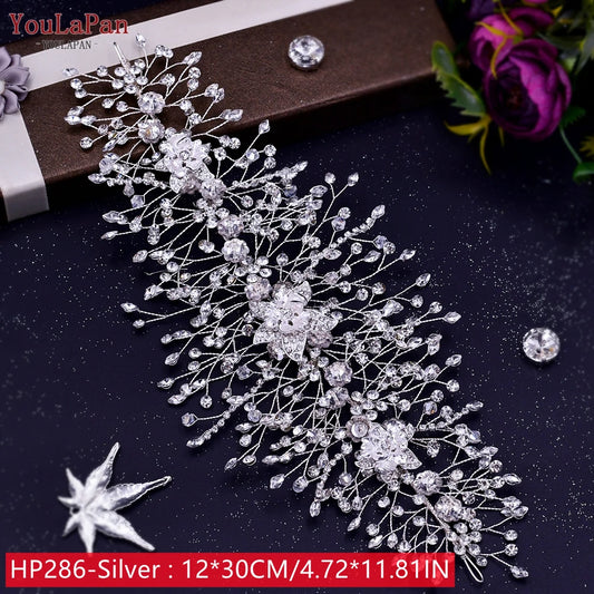 HP240 Luxury Bridal Crown Wedding Hair Accessories Bridal Tiara and Headdress Rhinestone Headband for Women Headpiece