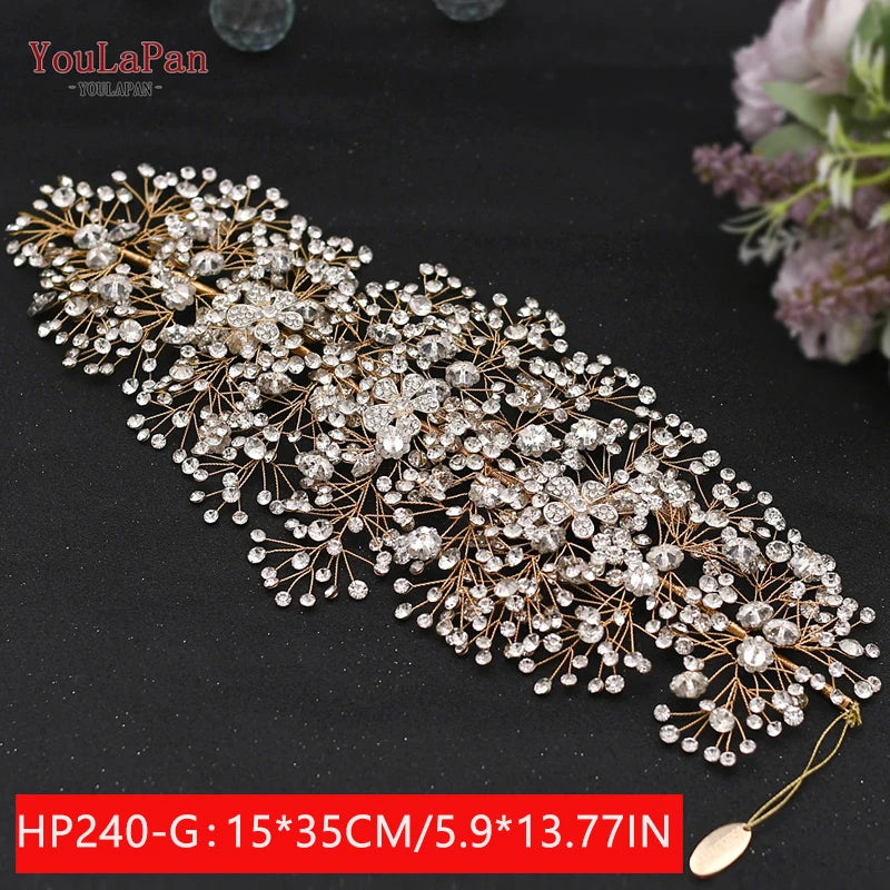 HP240 Luxury Bridal Crown Wedding Hair Accessories Bridal Tiara and Headdress Rhinestone Headband for Women Headpiece