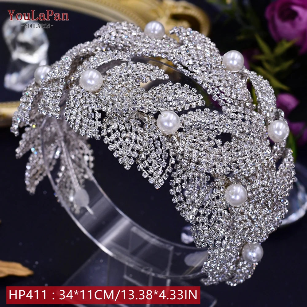 HP240 Luxury Bridal Crown Wedding Hair Accessories Bridal Tiara and Headdress Rhinestone Headband for Women Headpiece