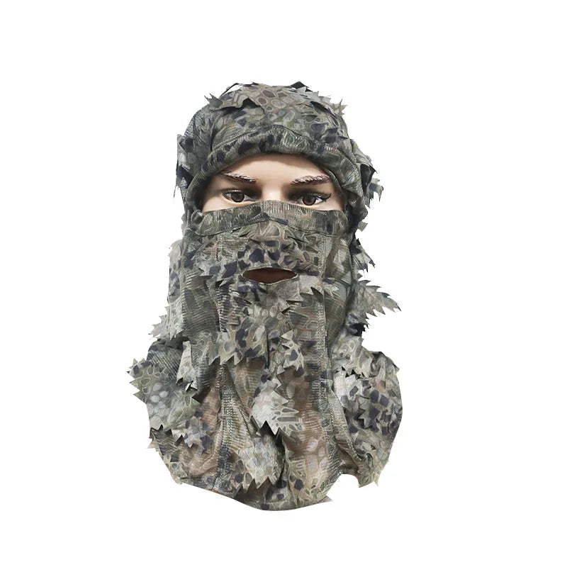 3D Leaf Mask Cap Integrated Camouflage Headgear Mask Ghillie Face Mask Hood Ghillie Camouflage Full Cover Headwear Hunting Parts