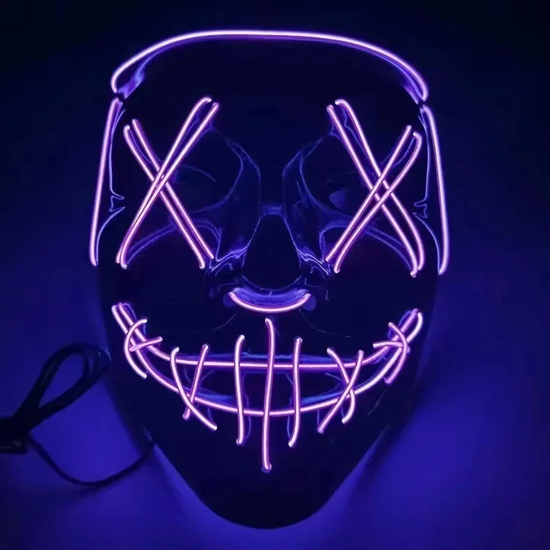 Halloween Party LED Illuminated Black V Shape Mask Haunted House Bar Party Cos Light up Mask Halloween Party Scary Mask Decor