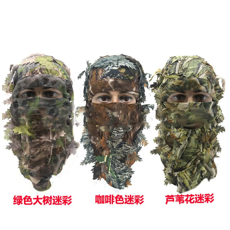 3D Leaf Mask Cap Integrated Camouflage Headgear Mask Ghillie Face Mask Hood Ghillie Camouflage Full Cover Headwear Hunting Parts