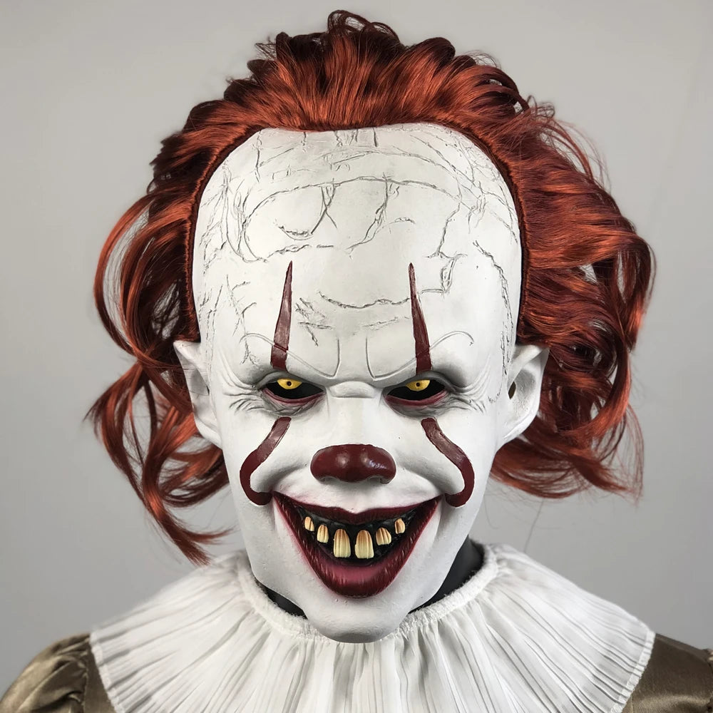 Creepy Pennywise Joker Mask Cosplay Horror Evil Demon Clown Killers Latex Helmet Halloween Carnival Party Costume Props Gifts