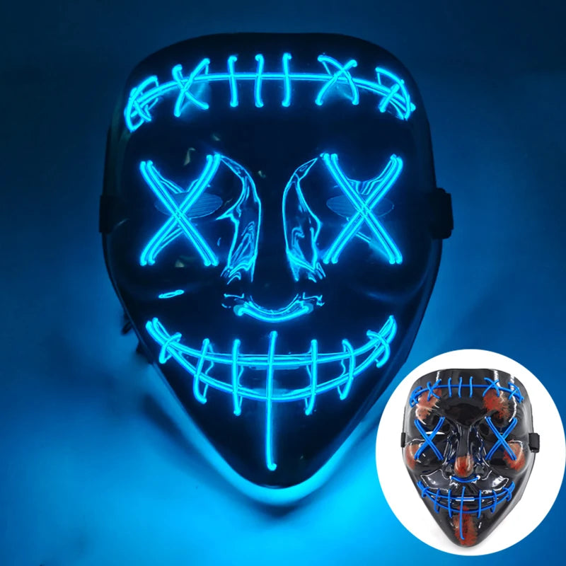 Wireless Scary Glowing Mask LED Luminous Purge Mask Halloween Horror Neon Light up Cosplay Party Mask Fstival Costume Supplies