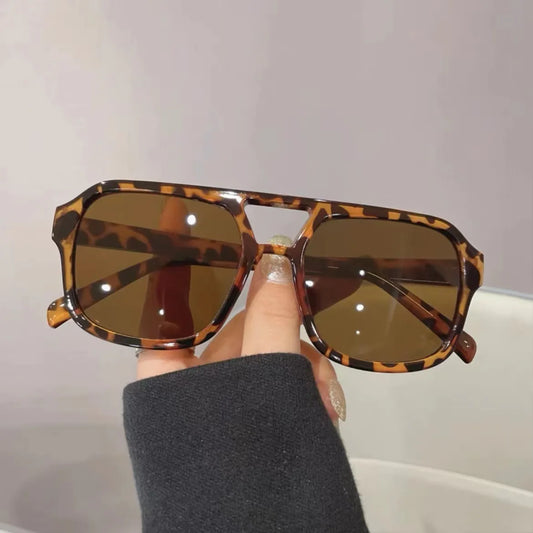 2024 Vintage Oversized Sunglasses Fashion Men Women Square Shades Eyewear Trendy Ins Popular Brand Design UV400 Sun Glasses