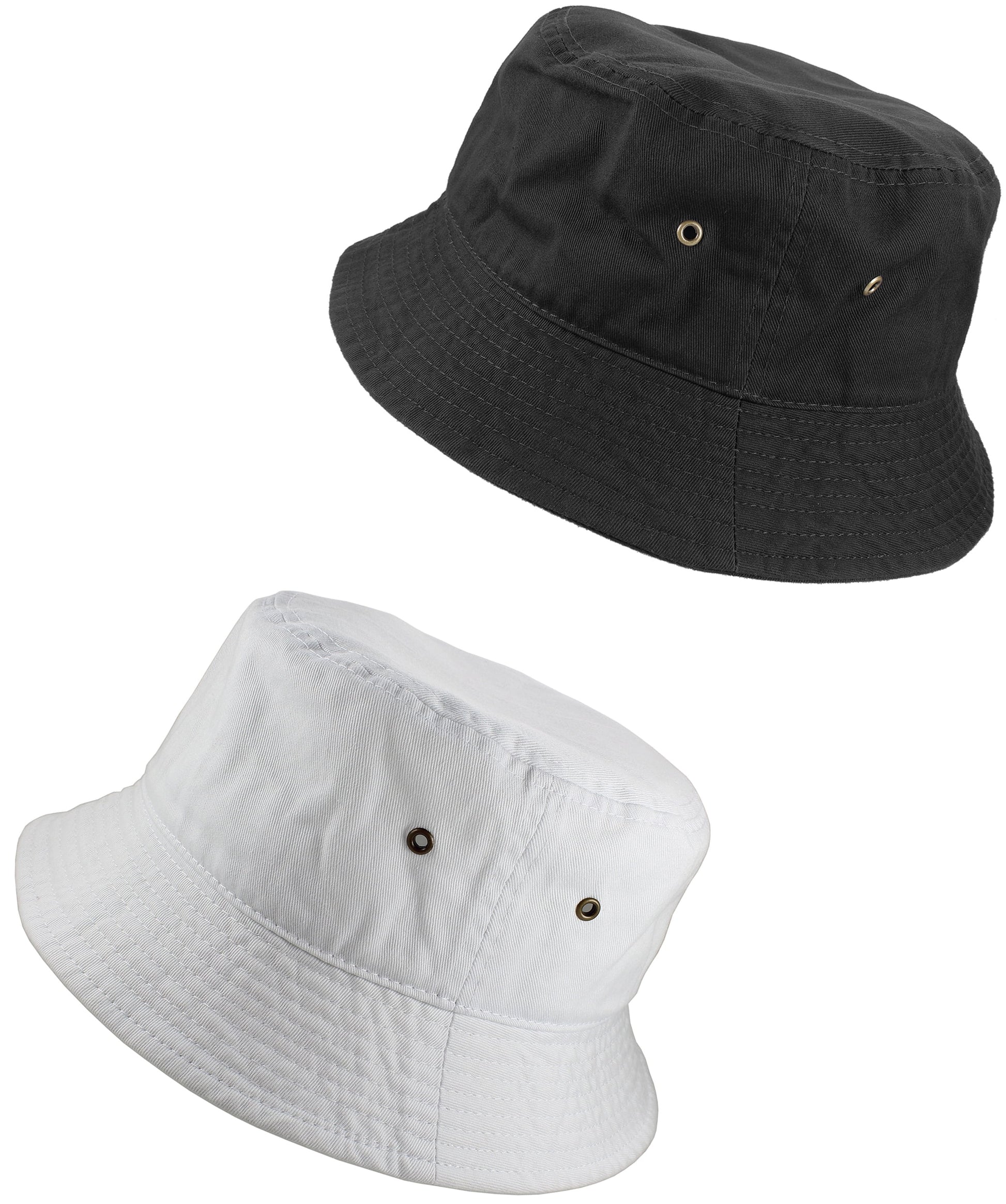 Bucket Hat 100% Cotton Packable Summer Travel Cap. 2PC: Khaki / Olive-S/M