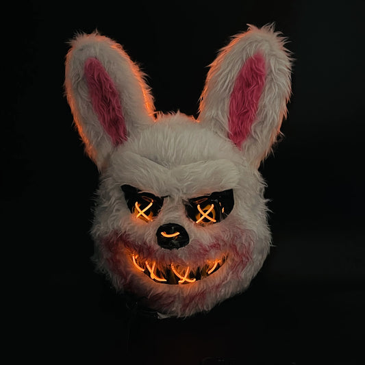 Glow Animal Mask Halloween Horror Bloody Rabbit Bear Decoration Props Simulate Fur Mask Cosplay Costume Party Decoration