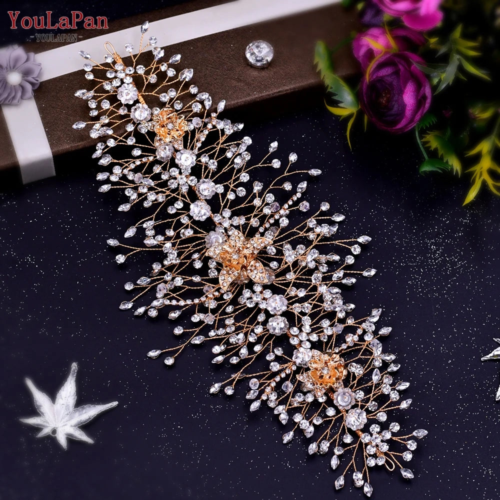 HP240 Luxury Bridal Crown Wedding Hair Accessories Bridal Tiara and Headdress Rhinestone Headband for Women Headpiece