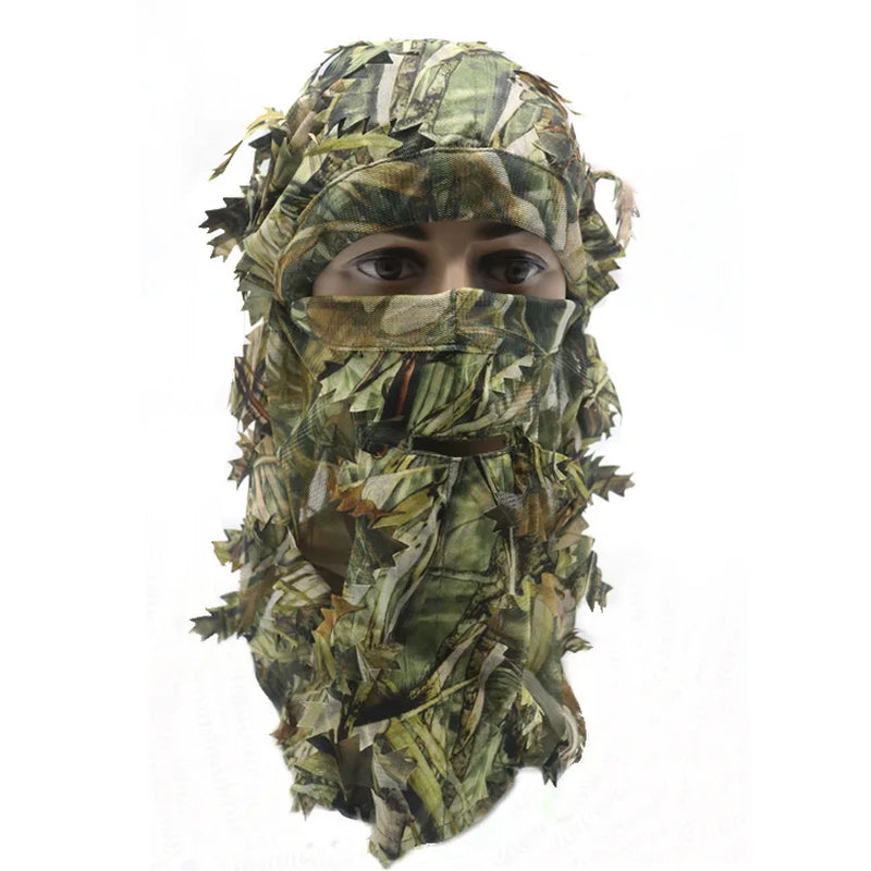 3D Leaf Mask Cap Integrated Camouflage Headgear Mask Ghillie Face Mask Hood Ghillie Camouflage Full Cover Headwear Hunting Parts