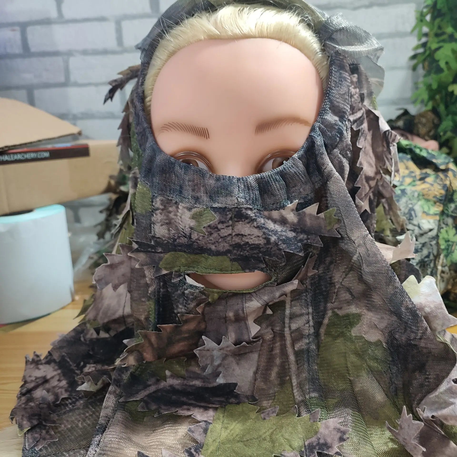 3D Leaf Mask Cap Integrated Camouflage Headgear Mask Ghillie Face Mask Hood Ghillie Camouflage Full Cover Headwear Hunting Parts