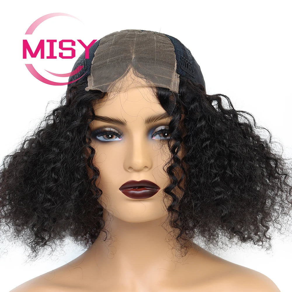 4*4 Closure Wig Human Hair Afro Kinky Curly Wig for Black Women Human Hair Natural Color Brazilian Hair Lace Wigs