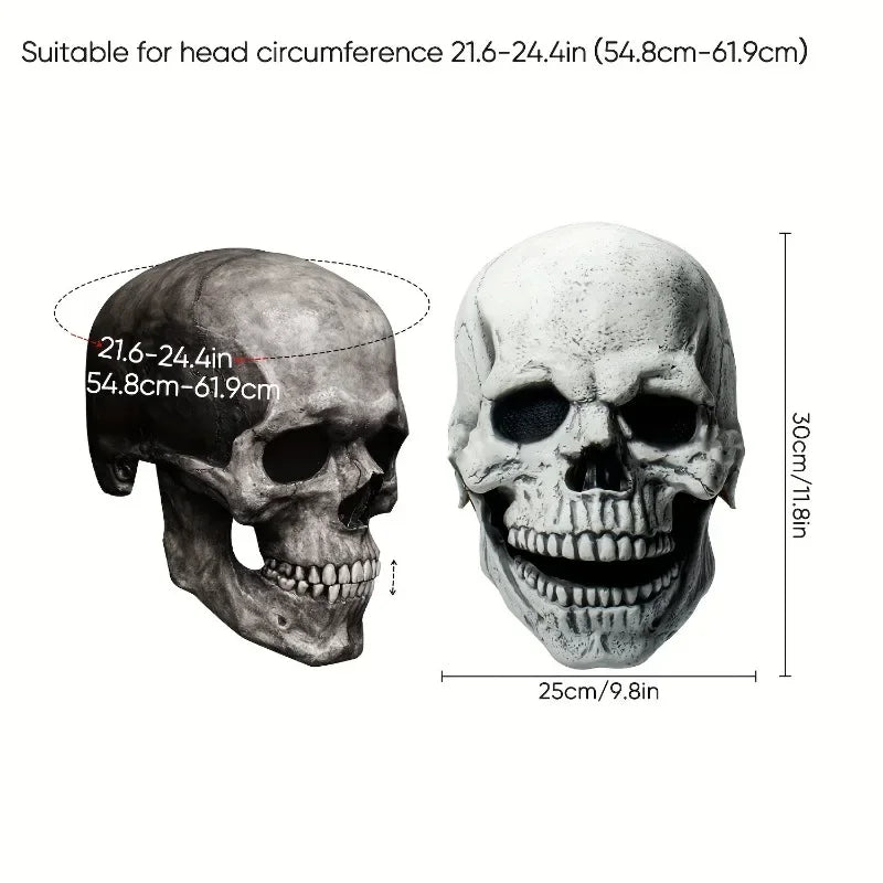 Halloween Mask, Creepy Skull Mask 3D Scary Halloween Mask with Moving Jaw White Human Skeleton Mask for Men Halloween