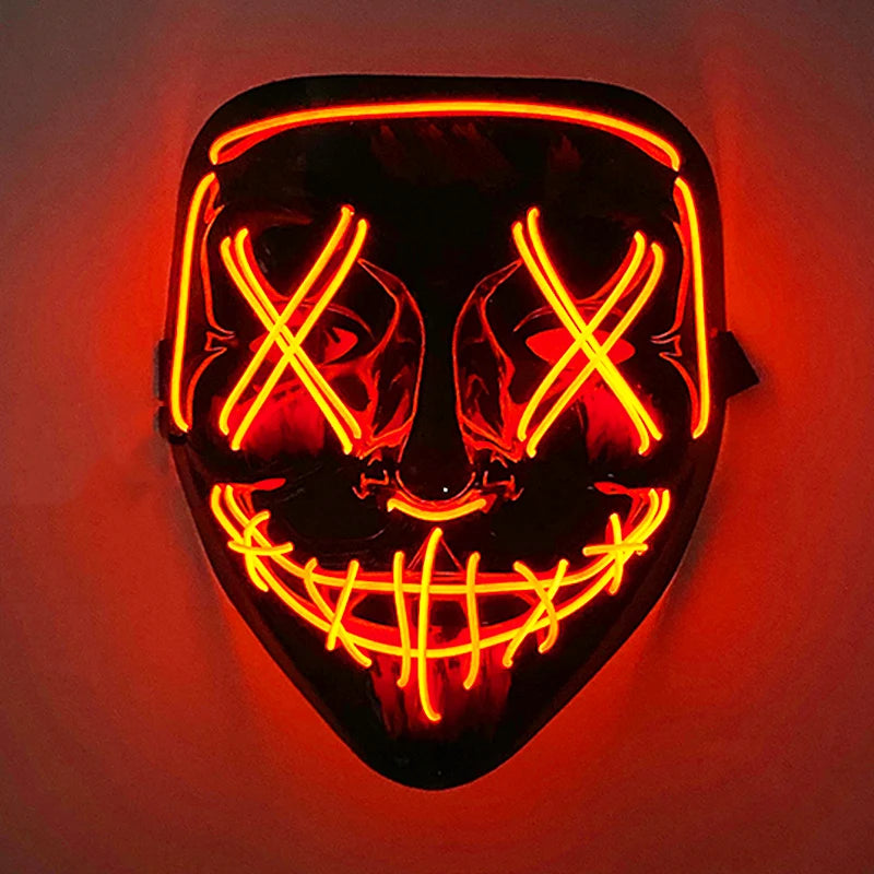 Wireless Scary Glowing Mask LED Luminous Purge Mask Halloween Horror Neon Light up Cosplay Party Mask Fstival Costume Supplies