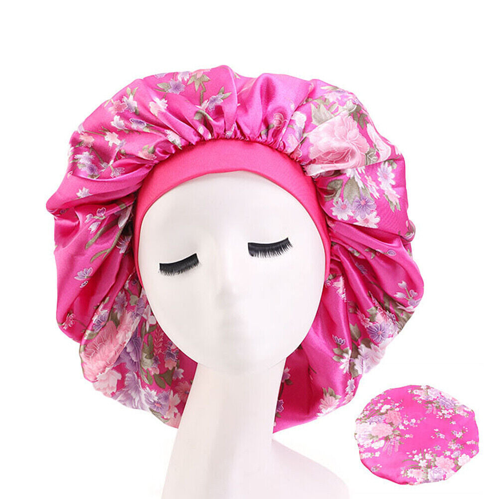 US Extra Large Long Hair Care Satin Bonnet Cap Night Sleep Hat Head Wrap Cover