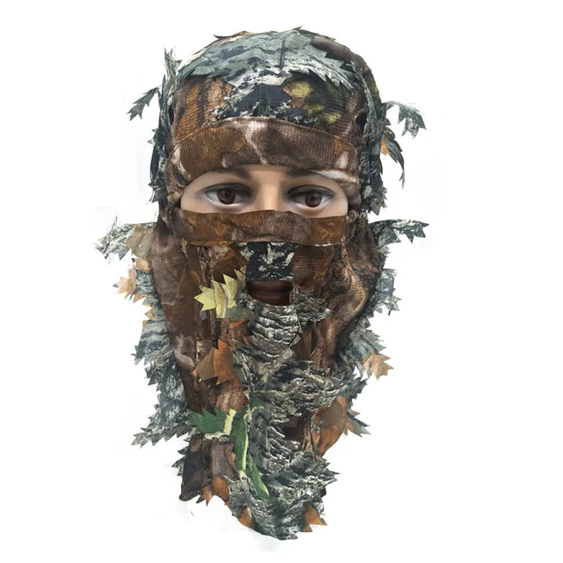 3D Leaf Mask Cap Integrated Camouflage Headgear Mask Ghillie Face Mask Hood Ghillie Camouflage Full Cover Headwear Hunting Parts