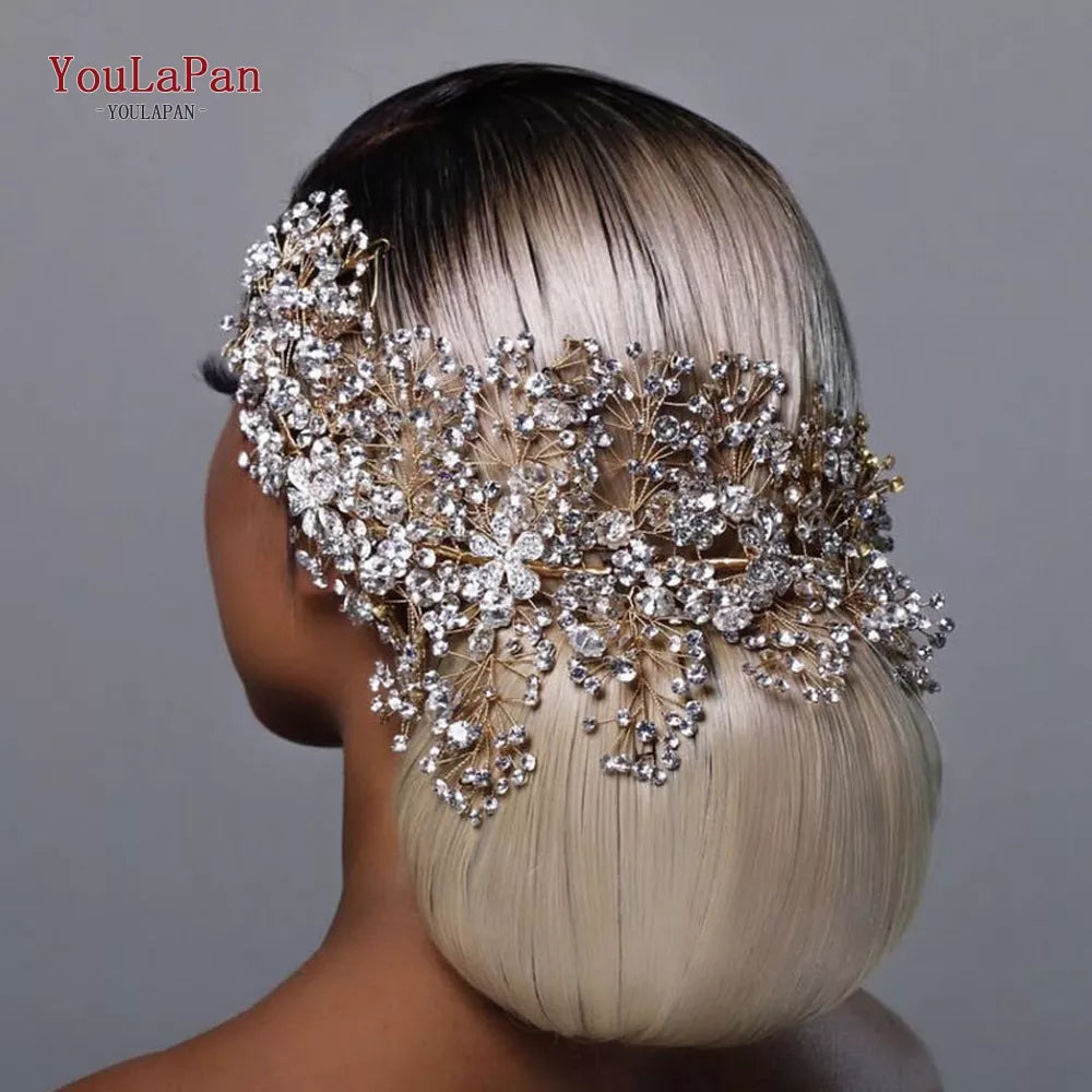 HP240 Luxury Bridal Crown Wedding Hair Accessories Bridal Tiara and Headdress Rhinestone Headband for Women Headpiece