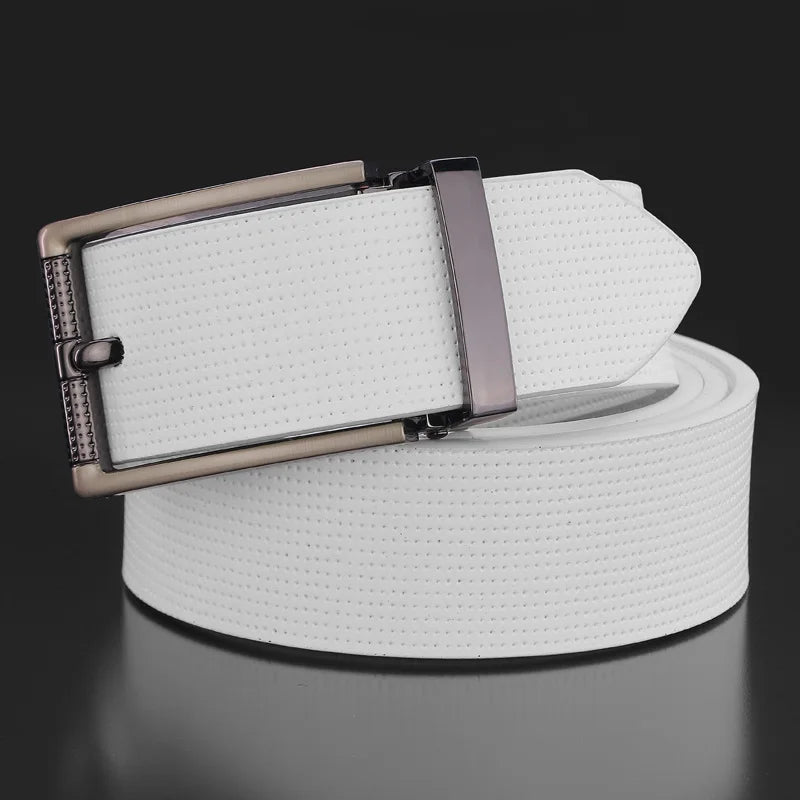 High Quality Pin Bucle White Genuine Leather Waistband Casual Ceinture Homme Fashion Men Belts Classic Designer Waist Strap