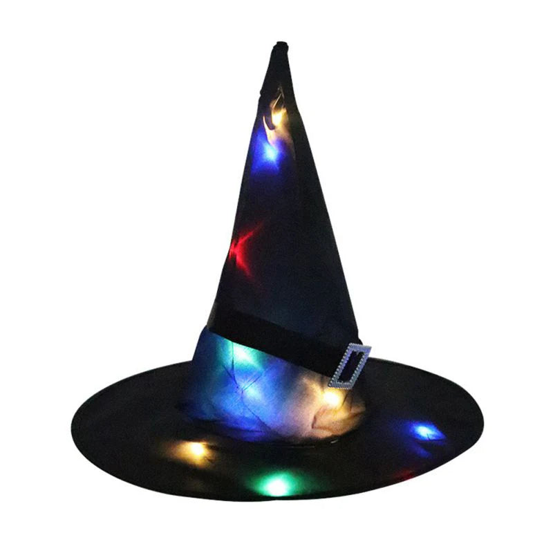 Halloween LED Luminous Witch Hat Glowing Witches Hat for Halloween Party Outdoor Decor Glow in Dark Halloween Props