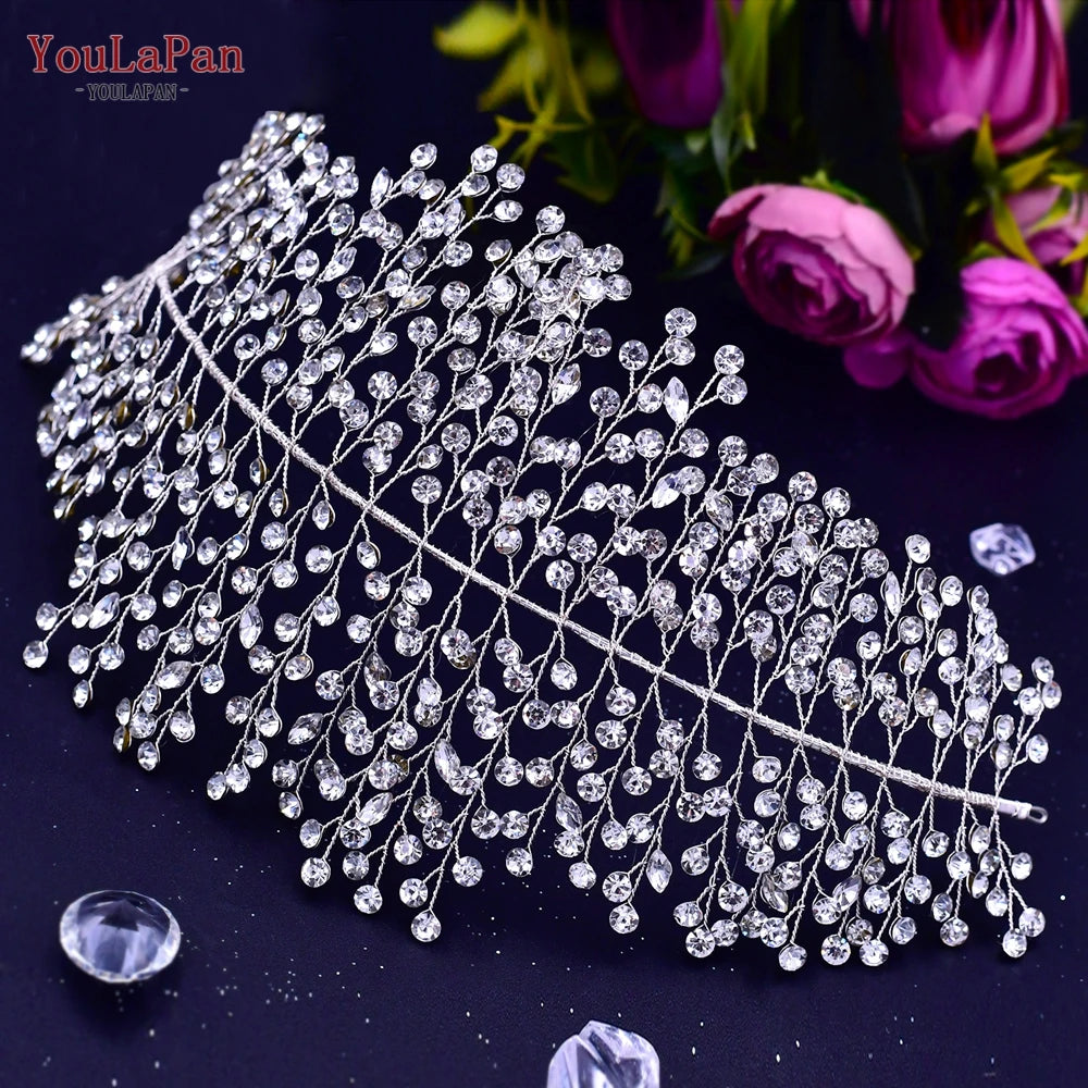 HP240 Luxury Bridal Crown Wedding Hair Accessories Bridal Tiara and Headdress Rhinestone Headband for Women Headpiece