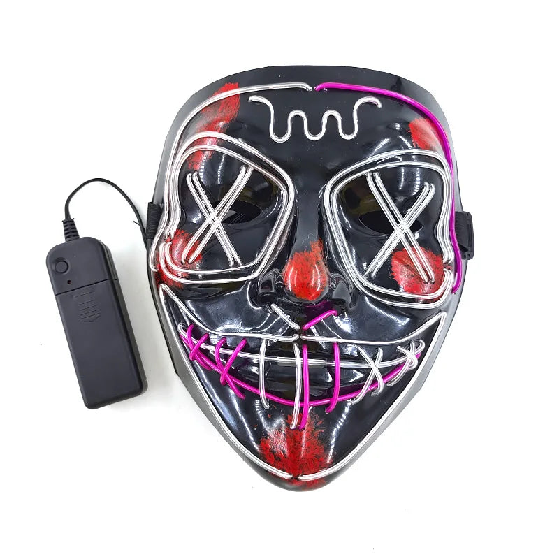 Wireless LED Glowing Mask EL Neon Colorful Luminous Purge Mask Halloween Horror Cosplay Party Mask Carnival Costume Supplies