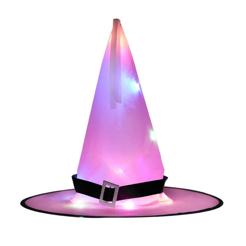 Halloween LED Luminous Witch Hat Glowing Witches Hat for Halloween Party Outdoor Decor Glow in Dark Halloween Props