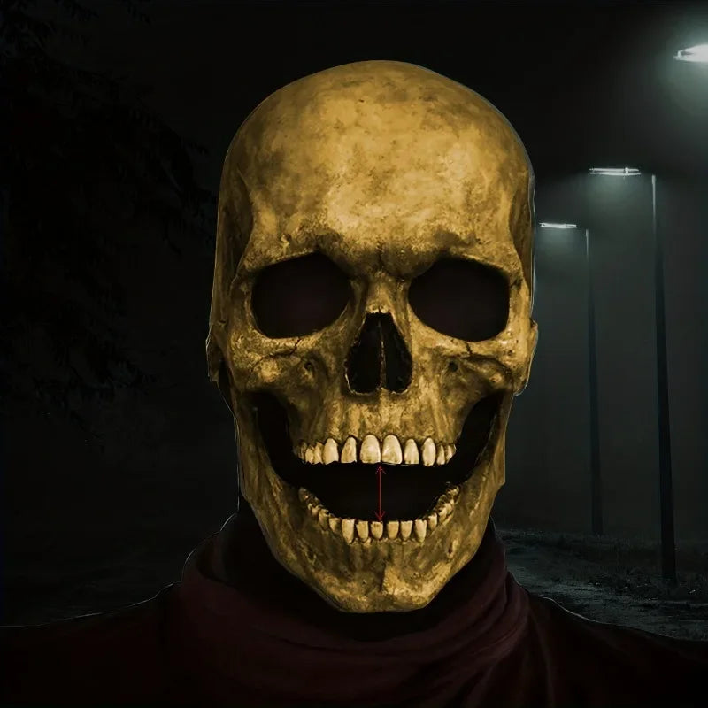 Halloween Mask, Creepy Skull Mask 3D Scary Halloween Mask with Moving Jaw White Human Skeleton Mask for Men Halloween