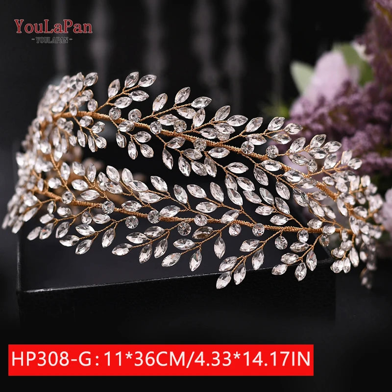 HP240 Luxury Bridal Crown Wedding Hair Accessories Bridal Tiara and Headdress Rhinestone Headband for Women Headpiece