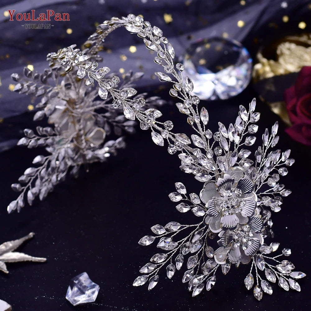 HP240 Luxury Bridal Crown Wedding Hair Accessories Bridal Tiara and Headdress Rhinestone Headband for Women Headpiece