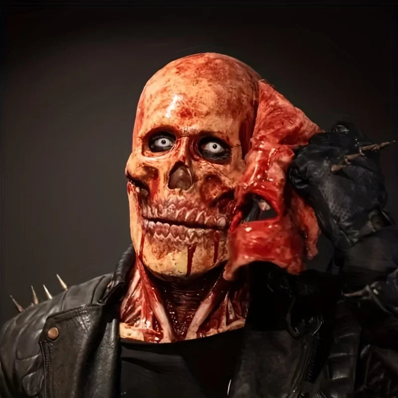 Double-Layer Ripped Jack Mask Halloween Bloody Horror Skull Latex Mask Cosplay Props Scary Themed Party Scare Show Decorative