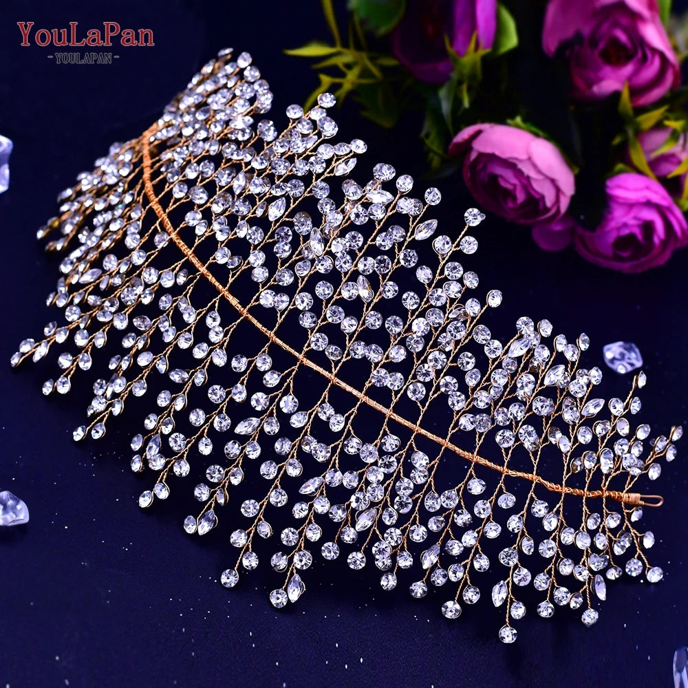 HP240 Luxury Bridal Crown Wedding Hair Accessories Bridal Tiara and Headdress Rhinestone Headband for Women Headpiece