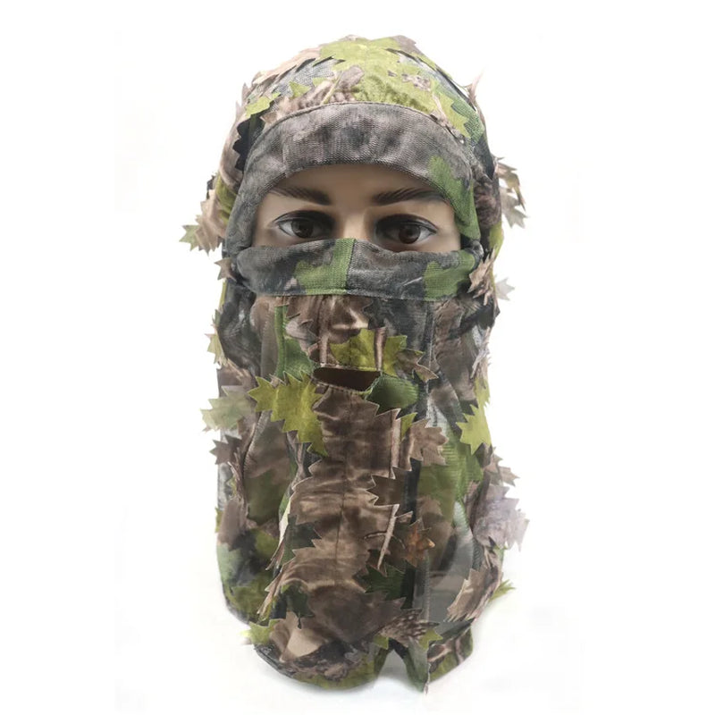 3D Leaf Mask Cap Integrated Camouflage Headgear Mask Ghillie Face Mask Hood Ghillie Camouflage Full Cover Headwear Hunting Parts